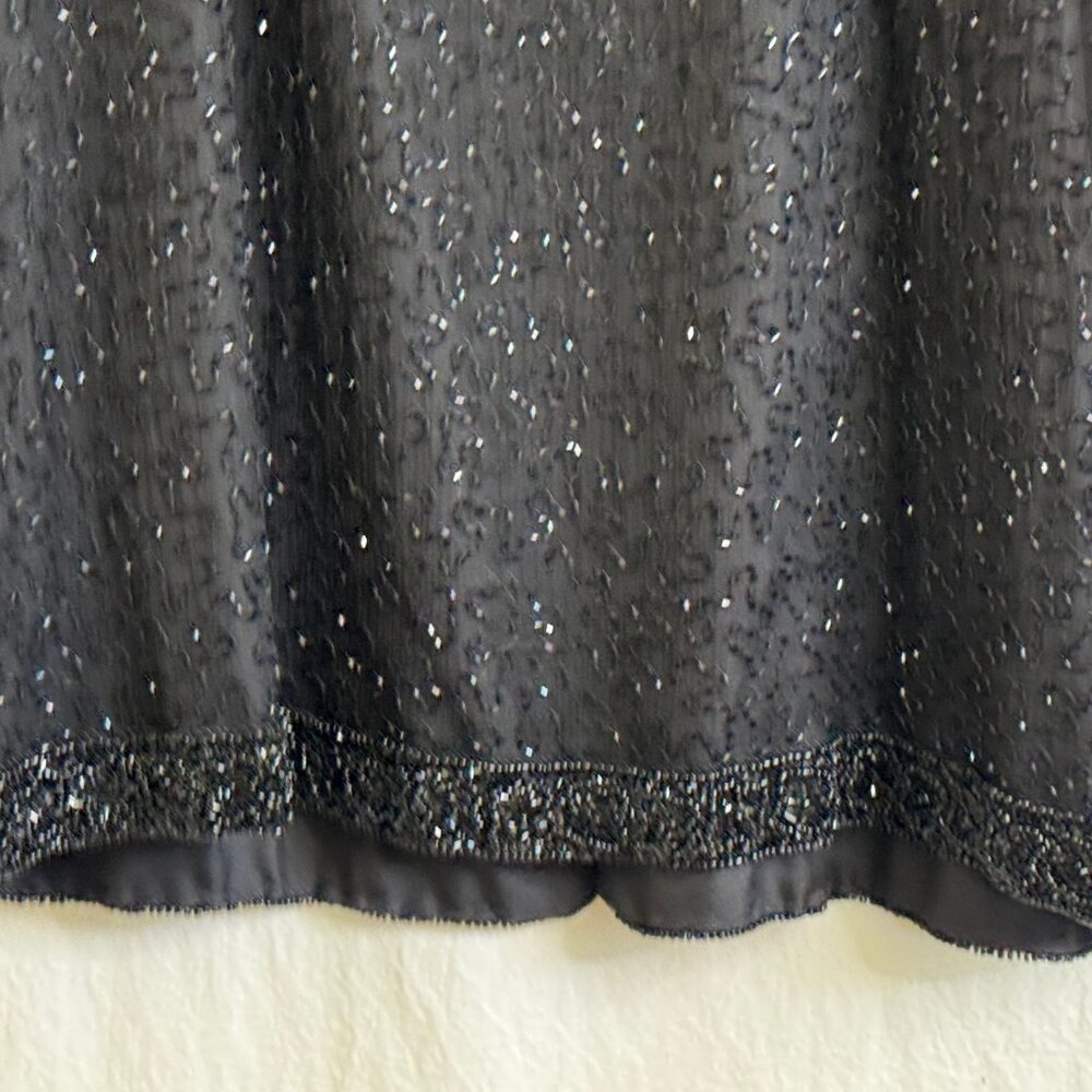 Laurence Kazar NWT Formal Dress Plus Size 2X Beaded Sequin Silk Lined Black Vtg - Picture 4 of 12